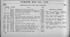 Extract from the 'Roadway Motor Coach Timetable' 1932 - Fawdon Bus Company