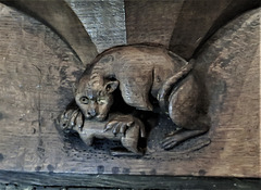 godmanchester church, hunts (23) late c15 misericord cat and mouse