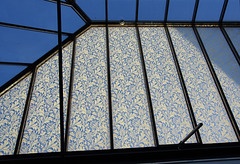 Wm Morris-style shading on the south side of the Tea Room's glass roof