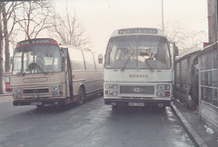 Yelloway WDK 565T and Wessex 294 (SND 294X) in Cambridge - Jan 1985