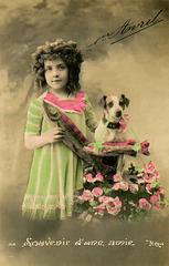 Girl and Dog with Fish (Poisson d’Avril)