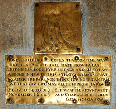 Thomas Cotes Memorial, Wing Church, Buckinghamshire