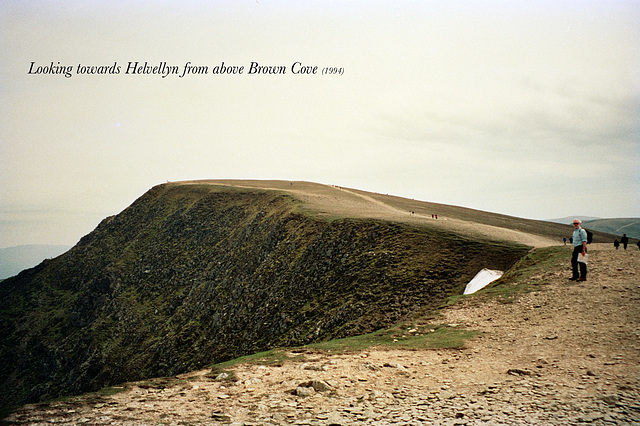 Looking towards Helvellyn from above Brown Cove (Scan from June 1994)