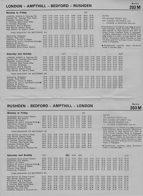 Birch Bros 203M timetable  - 14 Oct 1968