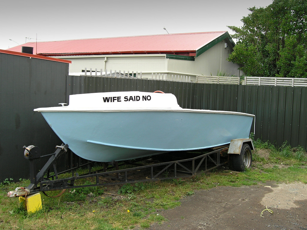 My wife said "No!" - Boat at Dunedin street