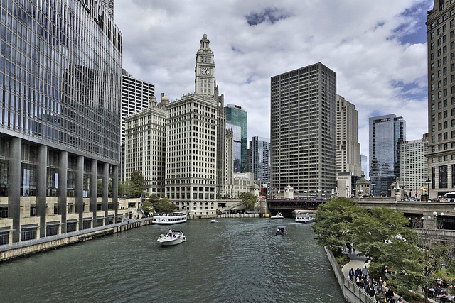 The Wrigley Building, Take #3 – Viewed from the Irv Kupcinet Bridge, North Wabash Avenue, Chicago, Illinois, United States