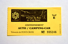 Parking ticket for the Pointe du Raz in Brittany