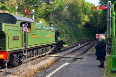The lady controller oversees departure of an afternoon train to Alton