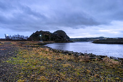 Dumbarton Rock and the Football Stadium from the Site of Denny's Shipyard