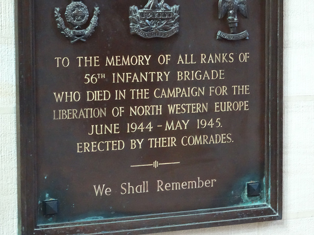 Plaque in the cathedral.  Bayeux was saved from destruction when the German commander decided to withdraw his troops rather than defend his position in Bayeux.
