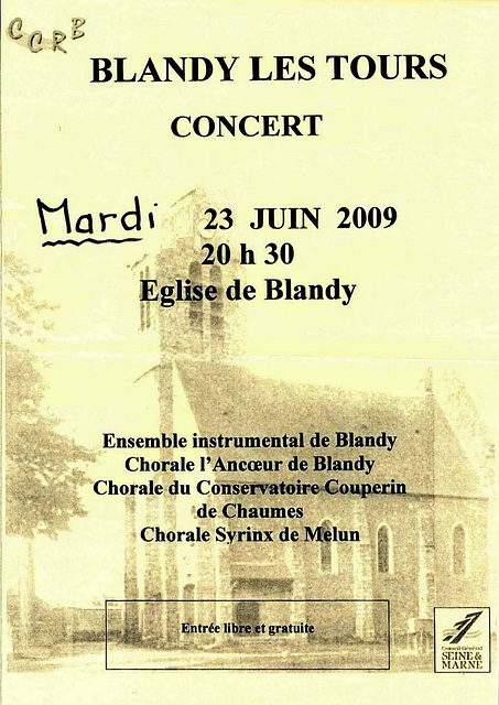 Concert à Blandy-les-Tours le 23/06/2009