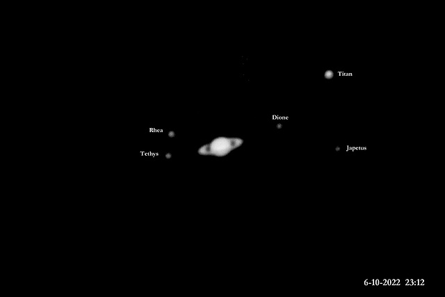 Saturn and 5 of his moons