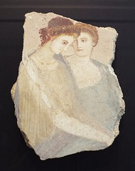 Roman Wall Painting Fragment with Two Women in the Getty Villa, June 2016