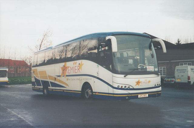 602 Burtons Coaches (with Premier fleetname) GB53 BCL at the Smoke House Inn, Beck Row - 7 April 2005 (543-06)