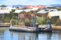 Peru, Uros' Islands, Titicaca Indian National Reed Boat