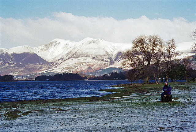 Looking towards Skiddaw from the eastern shore of Derwent Water (Scan from Feb 1996)
