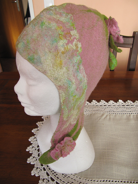 felt hat with flowers