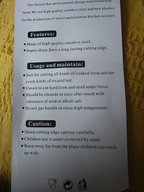 Directions of use for my scissors