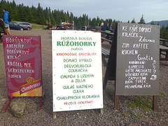 Horska Bouda Ruzohorky Menu Sign, Snezka, Kralovehradecky kraj, Bohemia(CZ), 2015