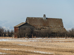 An old barn in winter