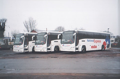 Burtons Coaches Plaxton coaches in National Express livery - March 2006