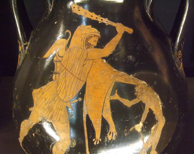 Detail of a Red-Figure Pelike with Herakles vs. Geras in the Louvre, June 2013