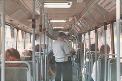 Århus (Aarhus) Sporveje ticket inspectors on board bus 099 (HB 88 745) - 26 May 1988 (Ref: 67-12)