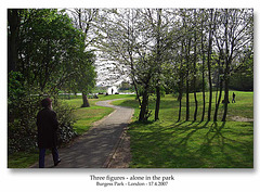 Burgess Park - three figures alone - London - 17.4.2007