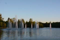 Finland, Fountains in the City Park of Oulu