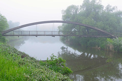 footbridge in fog