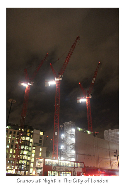 Cranes at night - London - 5.12.2015