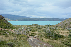 Chile, Approach to the Lake of Pehoe from the Grey Glacier
