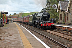 Stanier LMS class 6P Jubilee 45699 GALATEA running as 45562 ALBERTA at Kirkby Stephen with 1Z87 14.11 Carlisle - London Euston The Cumbrian Mountain Express 10th October 2020. (steam as far as Preston)