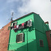 Bright green facade, in Burano.