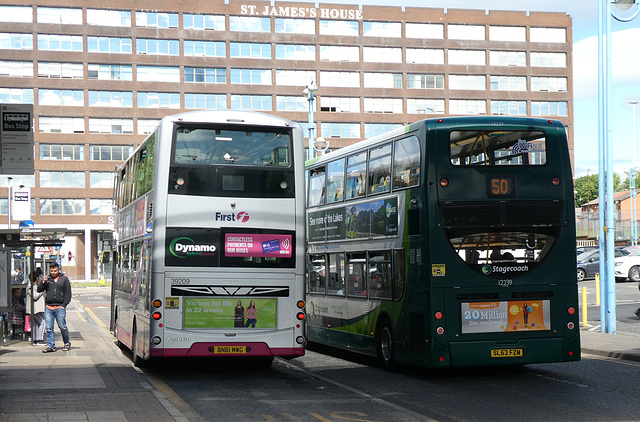 Stagecoach buses at Salford Shopping Centre - 24 May 2019 ( P1010943)