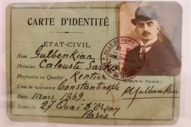 Lisbon 2018 – Gulbenkian Museum – Identity card of the founder