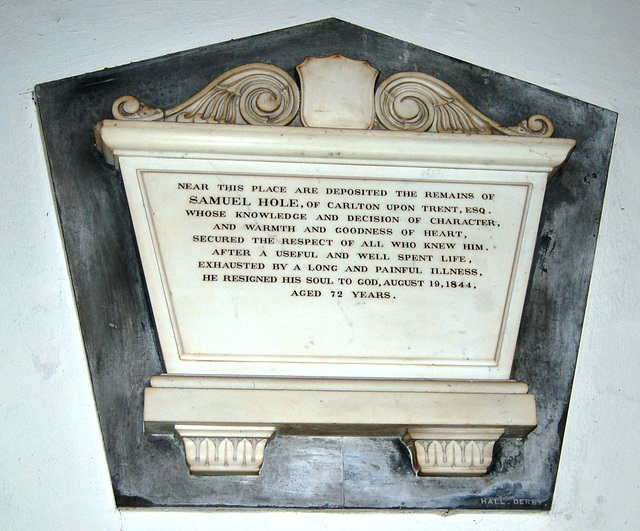 Memorial to Samuel Hole, St Mary Magdalene's Church, Newark, Nottinghamshire