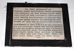Memorial to Lieutenant Vessey John Reynolds, St Mary Magdalene's Church, Newark, Nottinghamshire