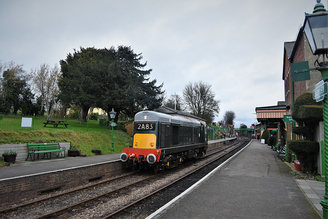 Another view of Ropley, complete with picnic tables and Class 20 diesel  D8188