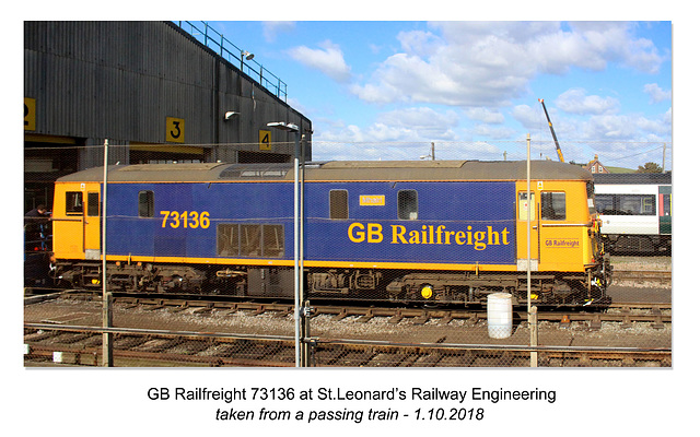 GBRf 73136 at St Leonard's RE Ltd 1 10 2018