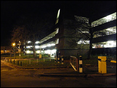 multi-storey eyesore by night