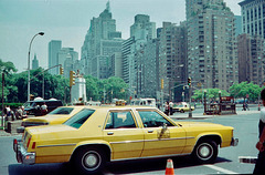 Looking along W 59th Street from Columbus Circle (Scan from June 1981)