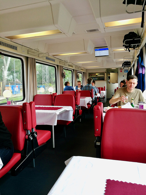 Train to Prague 2019 – Inside the dining car of the Berliner