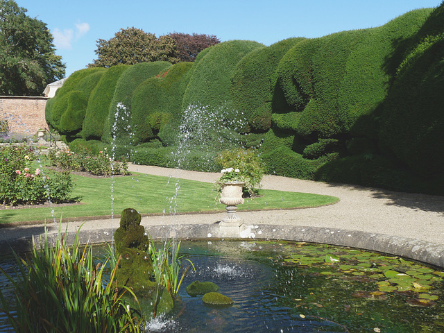 Raby Castle- Fountain and Yew Hedge