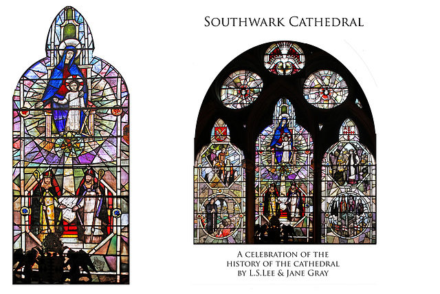 Southwark Cathedral + Cathedral history window + centre light + by Lee & Gray +