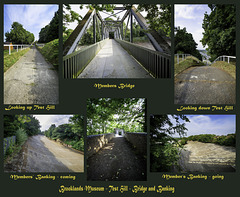 Collage of Brooklands historic race circuit features