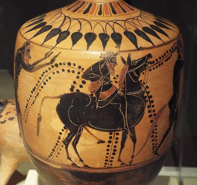 Detail of a Black-Figure Lekythos with Dionysos on a Mule in the Virginia Museum of Fine Arts, June 2018