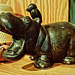Hippo with oxpecker riding, glazed ceramic, 2015