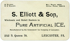 S. Elliott and Son, Dealers in Pure Artificial Ice, Lancaster, Pa.