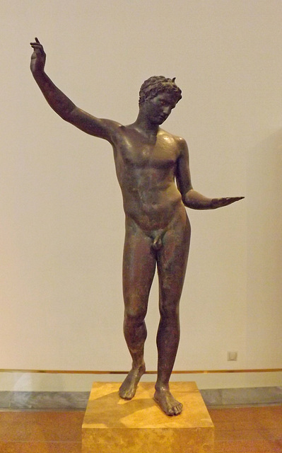Bronze Statue of Young Athlete from Marathon in the National Archaeological Museum in Athens, May 2014